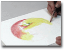Apple drawn by colored pencil