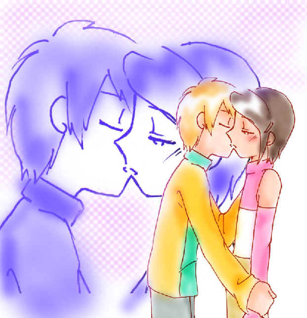 Awww...... two lovebirds kissing.....