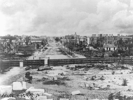 Scene of destruction in Columbia, SC, from the State House