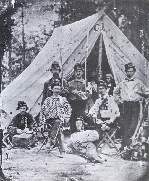 The Clinch Rifles of the 5th Georgia Infantry Regiment, photographed May 10, 1861.  From The Civil War: Fort Sumter to Gettysburg, William C. Davis & Bell I. Wiley, Black Dog & Leventhal Publishers, NY, 1998. p. 305 (Joseph Canole, Jr)
