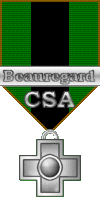 P.G.T. Beauregard Medal of Recognition for 25 victories against Union opponents, presented 22APR03 by GEN N Simms, Western Theater Command.