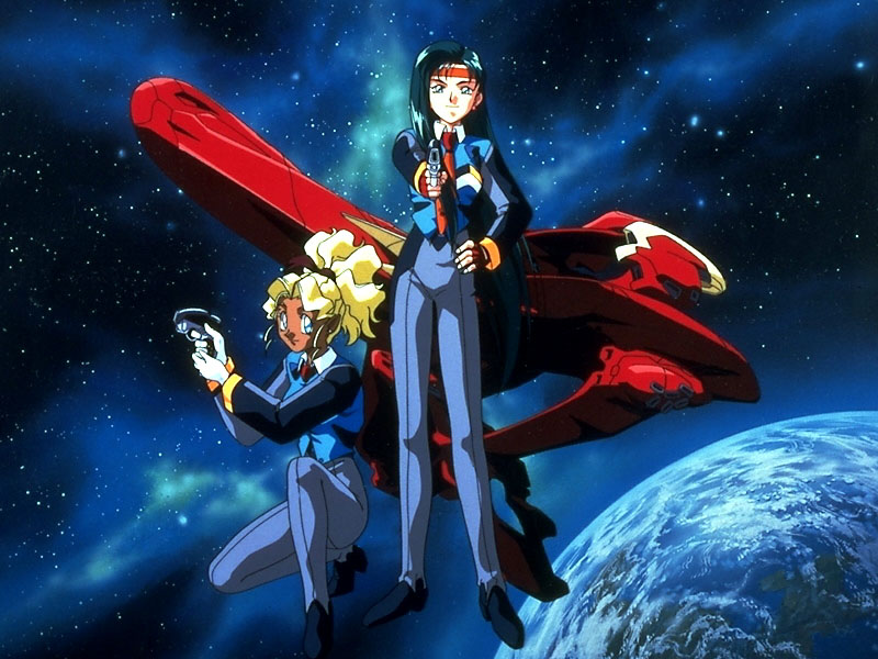 Mihoshi and Kyone from Tenchi Muyo!  Stop, license and registration!  *Bang*