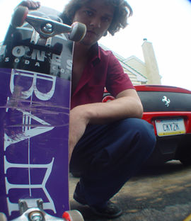 look at his skateboard. and his car...vroom.