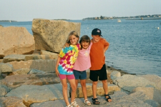 Big kids on the jetty at Camp Ellis after Wormwoods dinner
