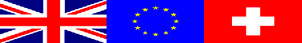 Image= UK, European and Swiss flags.
