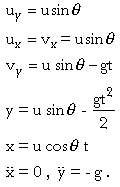 equations - vertical, horizontal motion