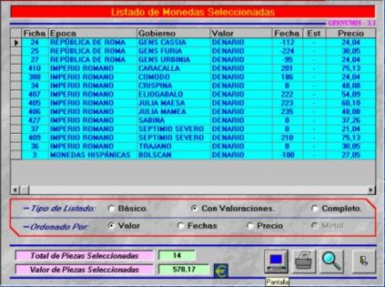 Listados de monedas