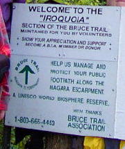 Sign: Welcome to the IROQUOIA section of the Bruce Trail