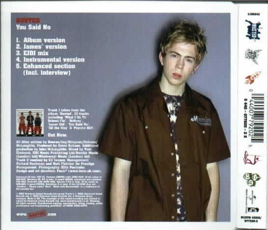 "You Said No" - CD1 (UK) Back Cover w/ James