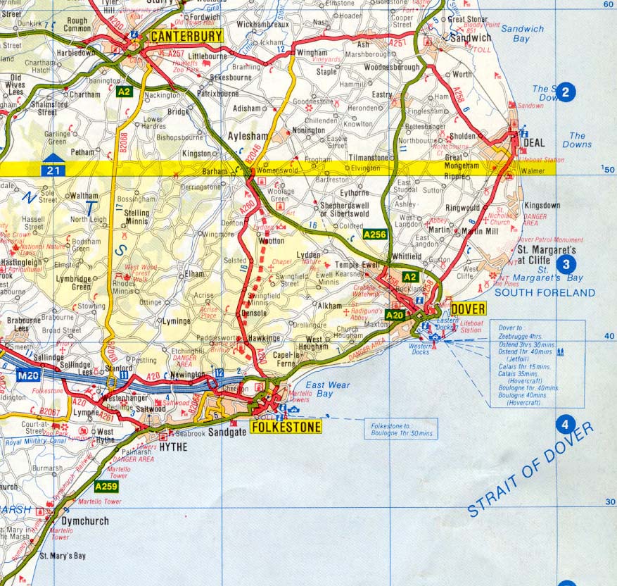 large map of West Hougham, England