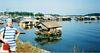 Floating houses on a lake in mid-Vietnam..