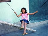 Arminda on her 'washing line' swing