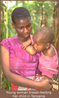 Young women, breast feeding her child in Tanzania
