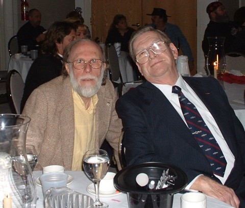 Glenn Chesnut (left) and Submarine Bill Correll (right) at a New Year's Eve dance in Mishawaka, Indiana
