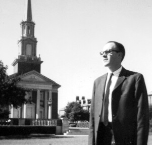 Glenn Chesnut standing in front of the chapel at Perkins School of Theology