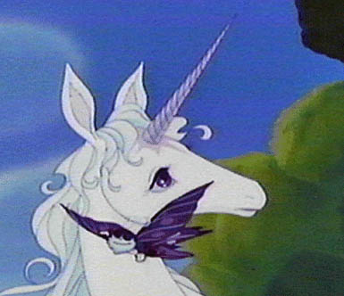 She meets a colorful butterfly who, amidst his songs and antics, tells her the story of a terrible Red Bull who "pushed all the unicorns to the ends of the earth."
