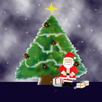 "Navidad" por Gin y Joy. Árbol por Joy y Santa Claus por Gin. Color por Joy. Diciembre 2002.