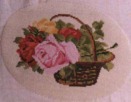 Wiehler Gobelin Tapestry -   2614-8 --- Korb mit bunten Rosen - with Bulgarian thread