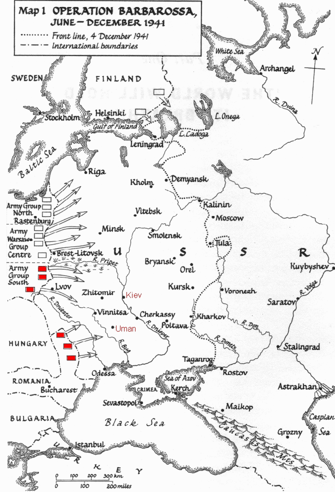 mapa de la operacin barbarossa 1941/06/22 a 1941/12/4