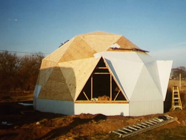 32' dome showing roofing going on