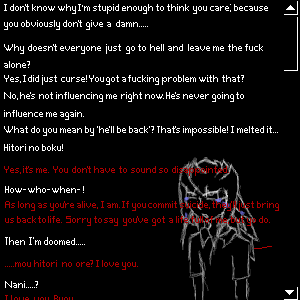 Okay, this is something really random. Poor Bakura is having suicidal rage, and Yami Bakura just HAD to try and cheer him up...