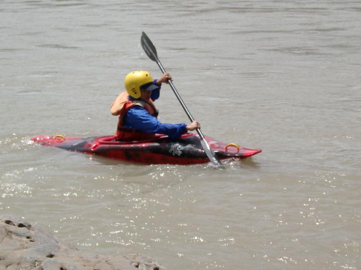 Rika in hard kayak