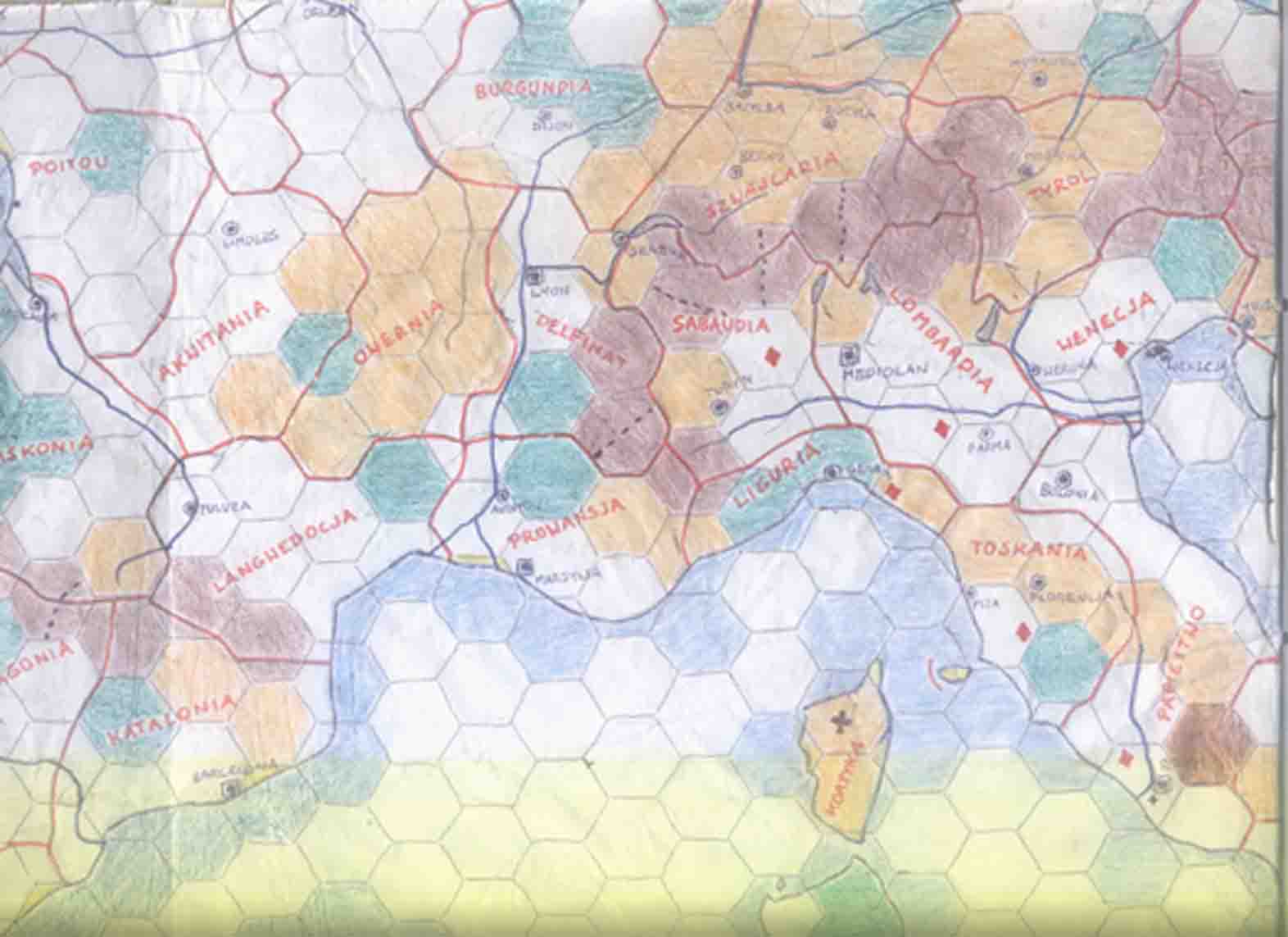 Historia Europy, fragment planszy do gry