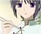 ~giggles~ It looks like he's trying to eat his shirt. ^_~