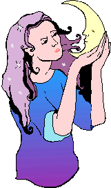 woman cradling
the crescent moon