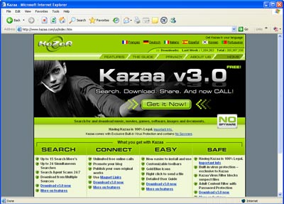 While it officially claims otherwise, Kazaa has been known to include spyware in its download package