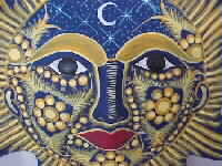 Closeup of the Yellow & Blue Sun Wallhanging