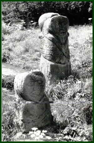 Janus Figure in background and Sheela Na Gig in foreground