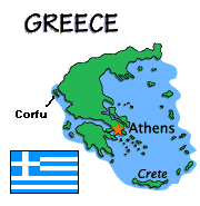 Map and flag of Greece.