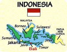 Map and flag of Indonesia.