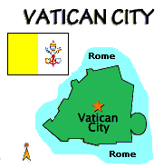 Map and flag of Vatican City.