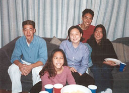these pictures are all taken at mike horikawa's house, where he threw me a nice lil surprise party - thanks man =) in this picture its nelson, darlene making a weird face, julie, kevin, and leila