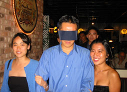 eric chou's bday... blindfolded into tony roma's