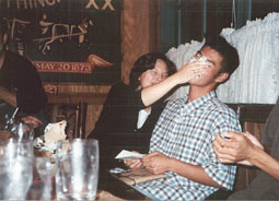 cake in mike's face...