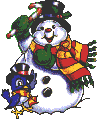 Snowman and bird
