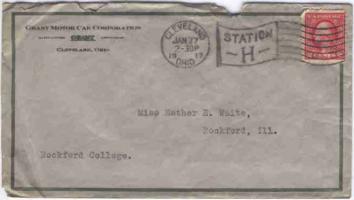1917 Grant Motor Car Corp. envelope 
Cleveland, Ohio