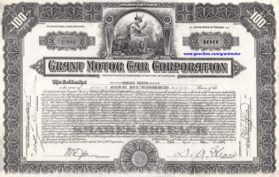 1920 Grant Motor Car Corp. stock cert.
Click to view larger image
