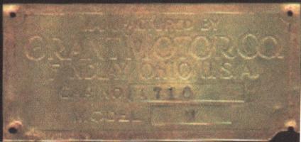 GRANT Motor Co. serial plate #1710 Model M