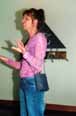 Kate Millington speaks at the function celebrating opening of her new mosaic.