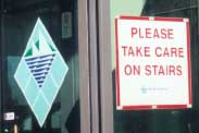 The new warning on the Centre's front door.
Click to see a larger view.
