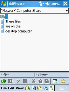 Desktop files visible on device