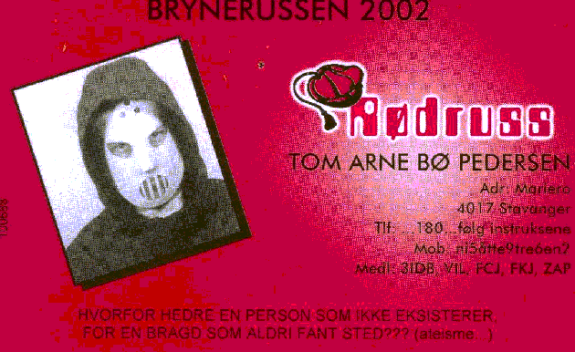Tom Arne B� Pedersen's Russekort