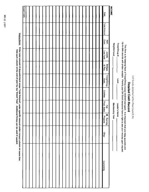 Detailed Cash Report side A