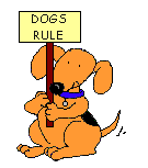 dog holding a sign