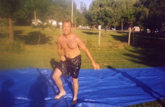 After Ken went tripoding down the tarp slide...he needed a 'little' adjustment.