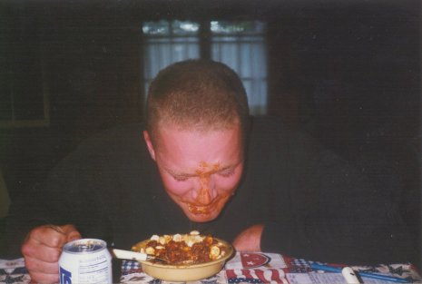 LJ had fallen asleep at the dinner table.